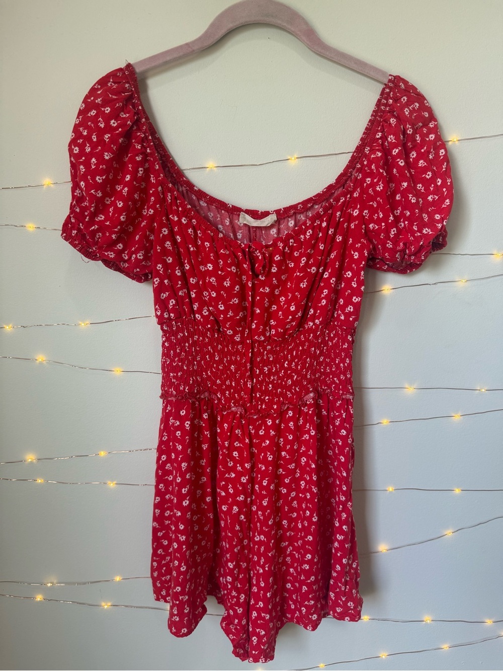 Altar’d State Red Floral Romper Size M